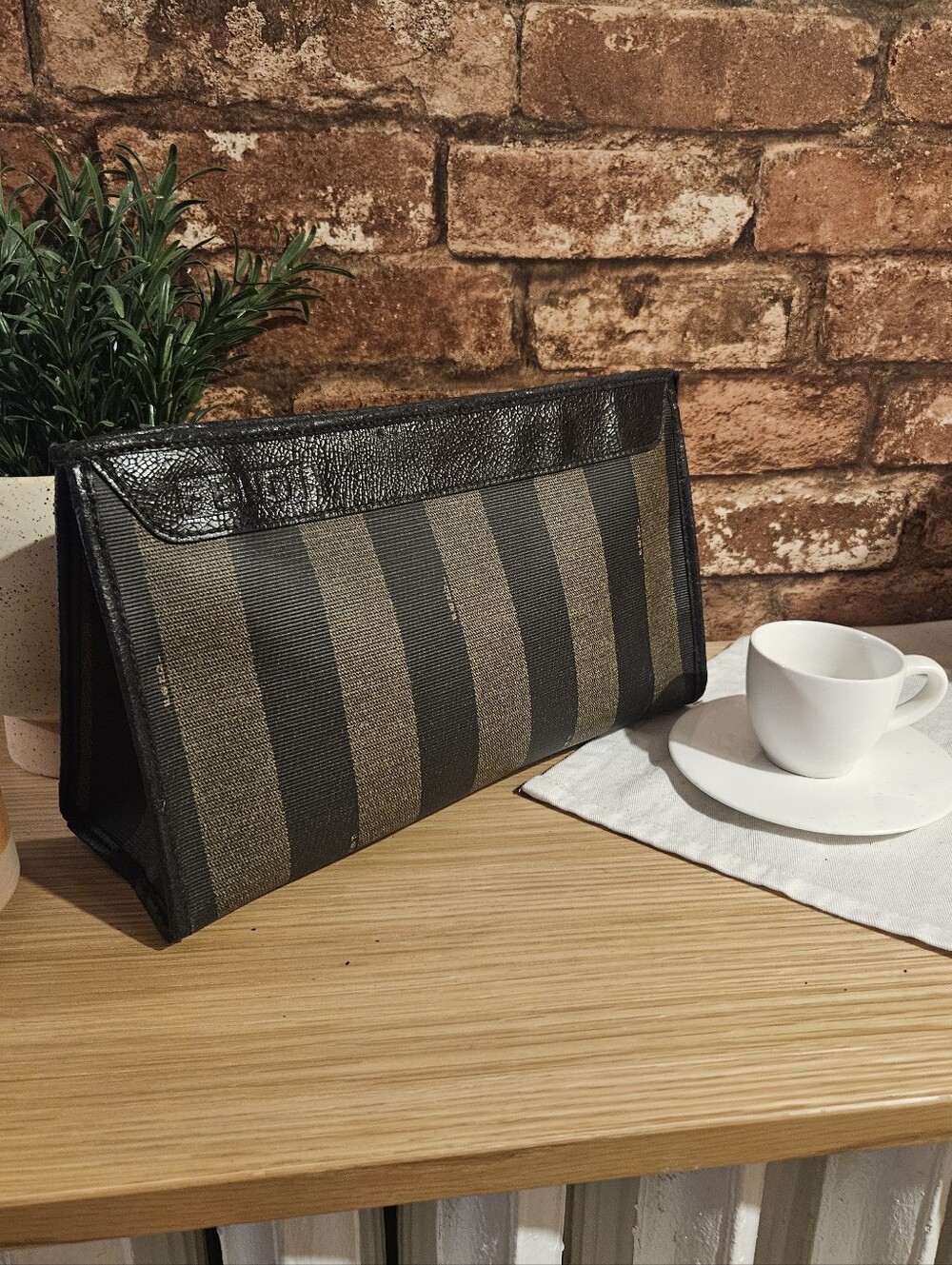 Fendi Vintage Large Pequin Striped Pouch/Clutch